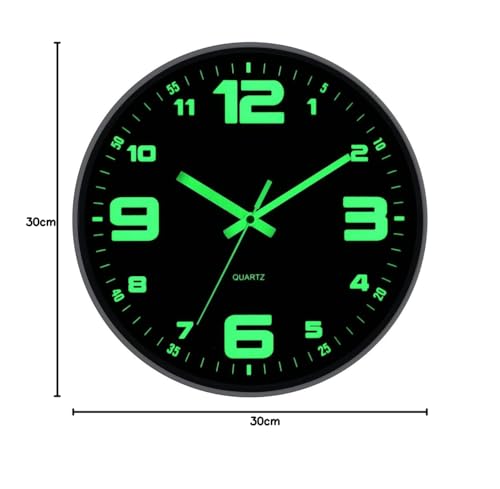 Wall Clock 3D Luminous Wooden Silent 30cm