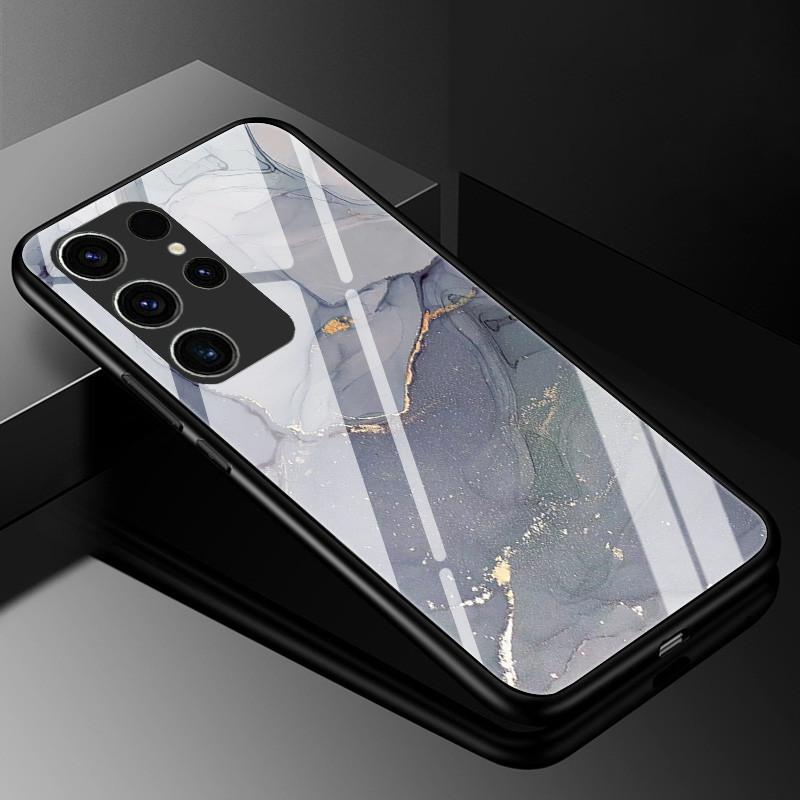 Мраморный чехол из закаленного стекла для Samsung Galaxy S23 Ultra 5G, модная стеклянная задняя крышка для Samsung S23 Plus / S23 Ultra
