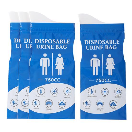 4Pcs 750CC Disposable Urine Bag Leakproof Portable Travel Self-Driving Car Tour Traffic Jam Camping Men Women Pee Vomit Emergency Pouch