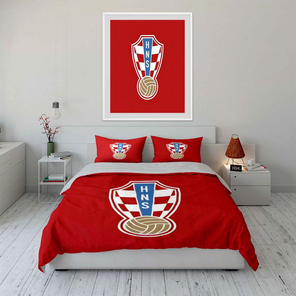 Red Croatian football emblem. Bedding sets Duvet cover sets Duvet covers Pillowcases(1* Duvet Cover 2* Pillowcases without duvet insert)