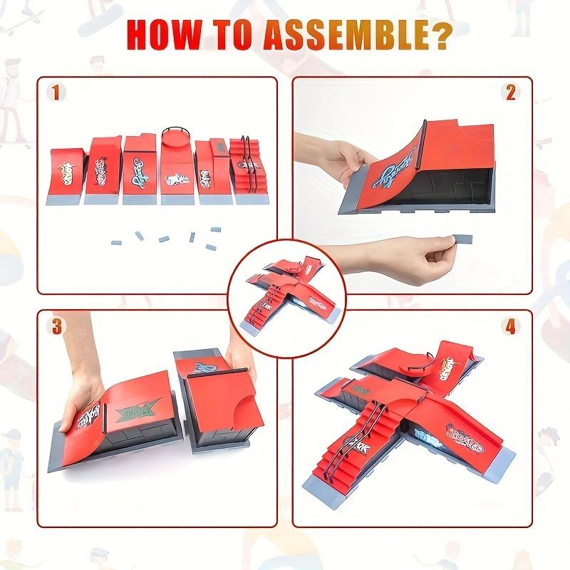 Мини-наборы для фингерборд-парка 6 в 1 Игрушки-фингерборды с 6 фингербордами, 6 деками для скейтпарка, рампой, фингербайком, подарок