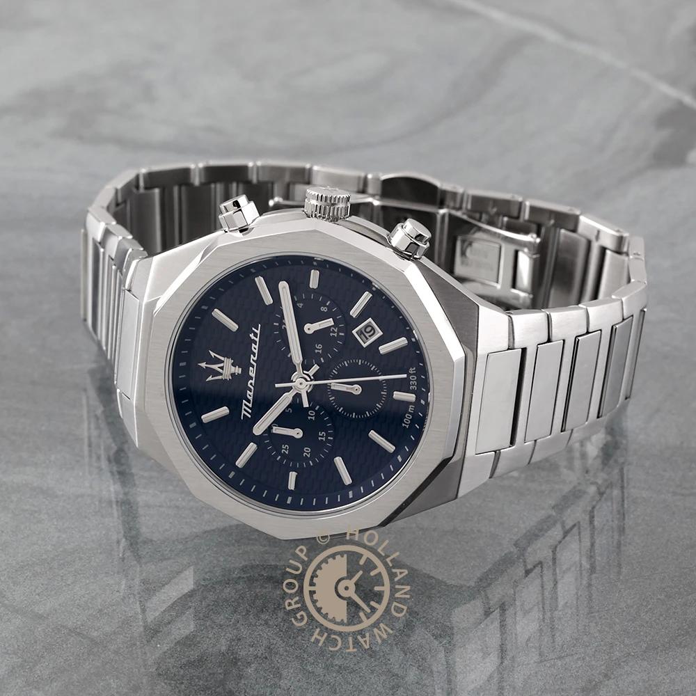 Maserati Stile Синий Металл Серебристый Мужской Кварцевый Хронограф R8873642006
