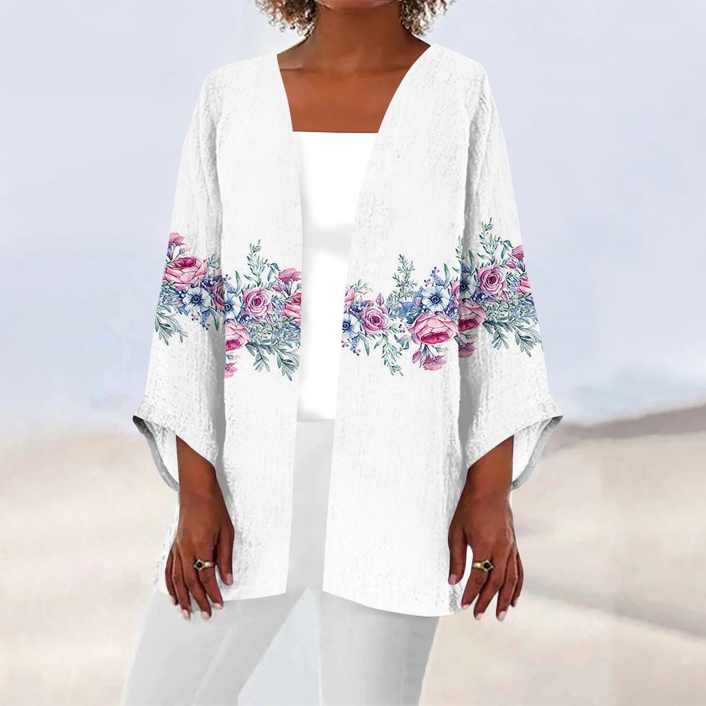 Women's Casual Fashion Printed Lightweight Mid-length Jacket Cardigan