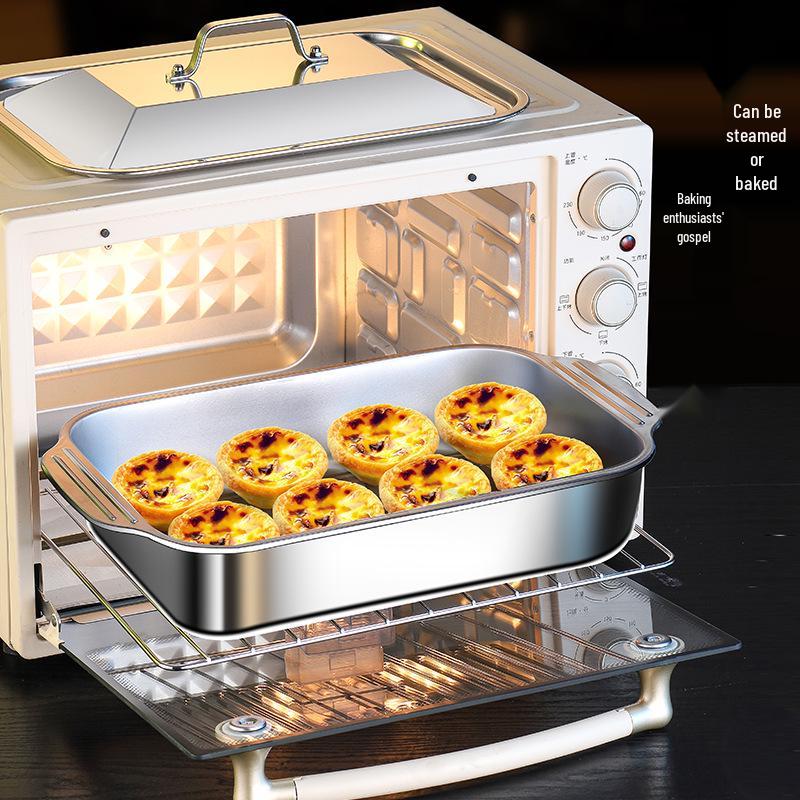 Прямоугольный поднос для выпечки и сервировки из нержавеющей стали 316 - Подходит для духовки, индукционной плиты или коммерческого использования