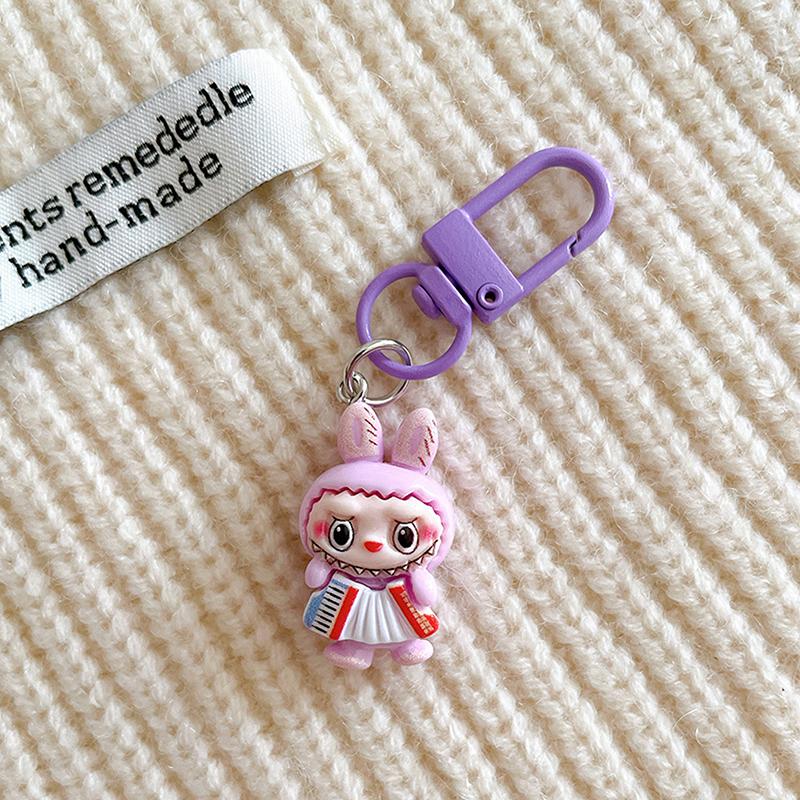 Cartoon Novelty Labubu Keychain Pendant Car Keychain For Women Girls Kawaii Exquisite Backpack Decoration Accessories Gifts