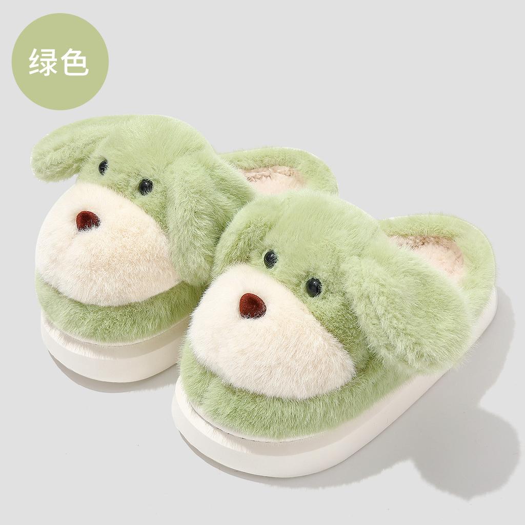 Mao Mao Slippers Winter Indoor Non-slip Home Use Velvet Warm Cartoon Cute Couple Cotton Slippers Outer Wear