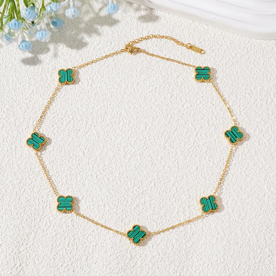 7 цветов 13 мм Двусторонняя титановая сталь Четырехлистный клевер Ожерелье Не теряет цвет 18k Легкая роскошь Женское ожерелье