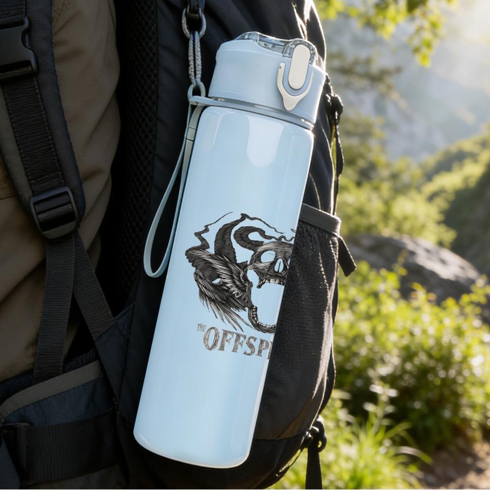 1PC Ornate Wolf Head Dark Grunge Print 750ml Portable Sports Water Bottle Leakproof Gym Outdoor Travel Drink Cup