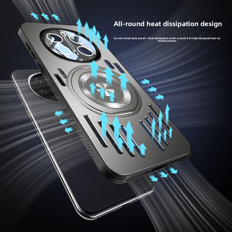 Для Huawei Honor Magic 7 Pro Чехол Жесткий Металлический с рассеиванием тепла Магнитное Кольцо-подставка Защитная задняя крышка Для Magic 7 6 Pro Корпус