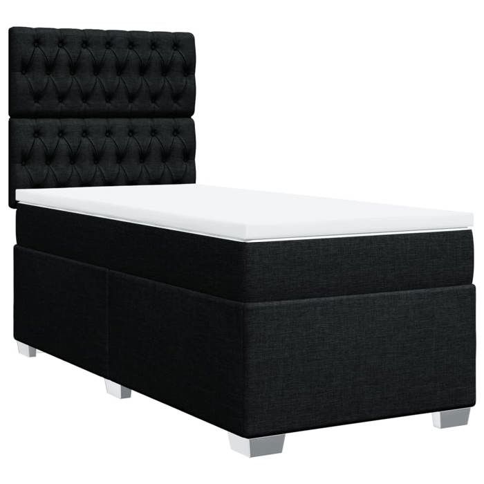 Maison Exclusive - Sommier à lattes de lit avec matelas Noir 90x200 cm Tissu
