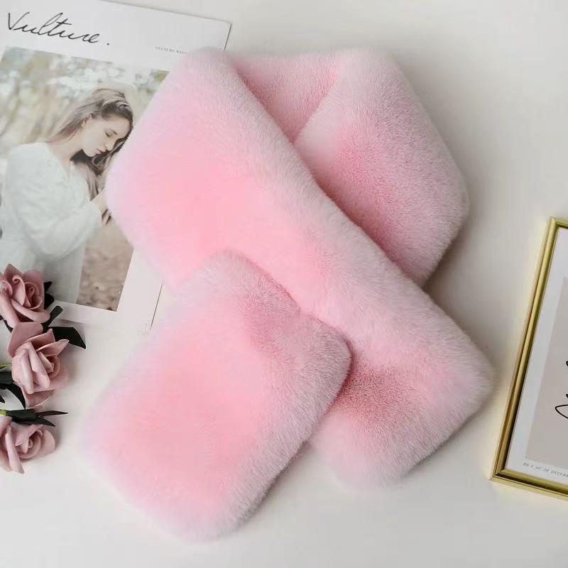 Soft Plush Scarf: Faux Rex Rabbit Fur, Double-Sided, Thick & Warm Winter Neck Warmer