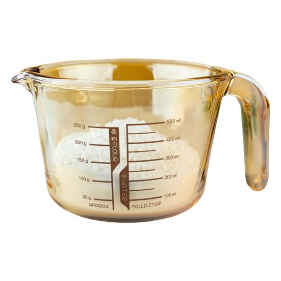 Glass Measuring Cup with Spout 500ml Heat-Resistant Kitchen Measuring Tool Microwave Safe Milk Cup for Kids Breakfast