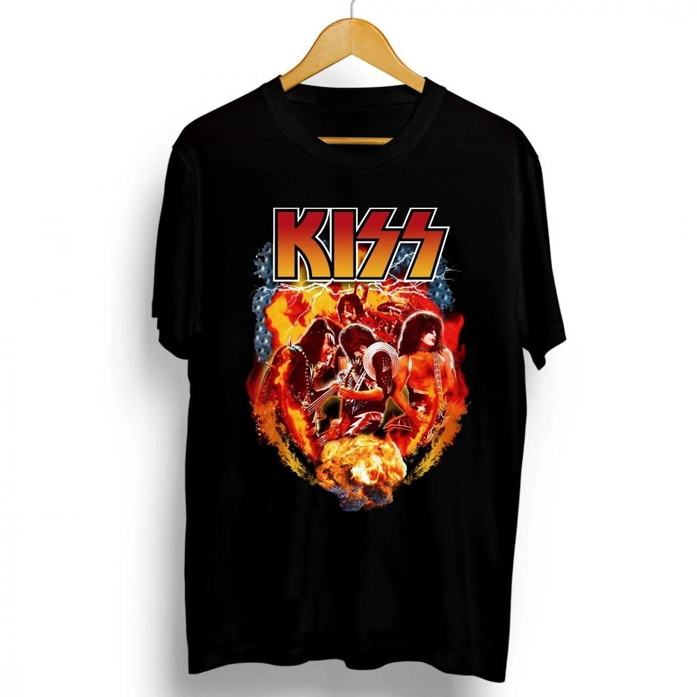 2021 New Fashion Kiss Band Rock Letter Poster Men's T-Shirt Graphics Funny Casual Short Sleeve Round Neck Shirt Hip Hop Tees