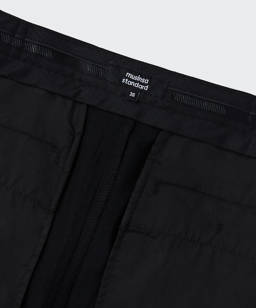 MUSINSA STANDARD Relaxed Tapered Hidden Banding Crop Slacks [Black]