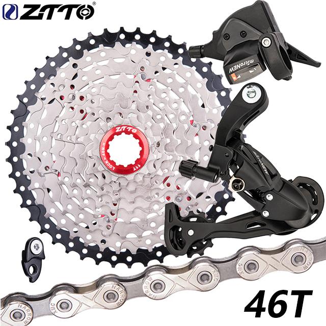 ZTTO Комплект 9 скоростей для MTB 1X9 Манетка Задний переключатель 9 скоростей Кассета 50T K7 Звездочки Запчасти Для m370 m430 m590 DEORE Однозвездная система