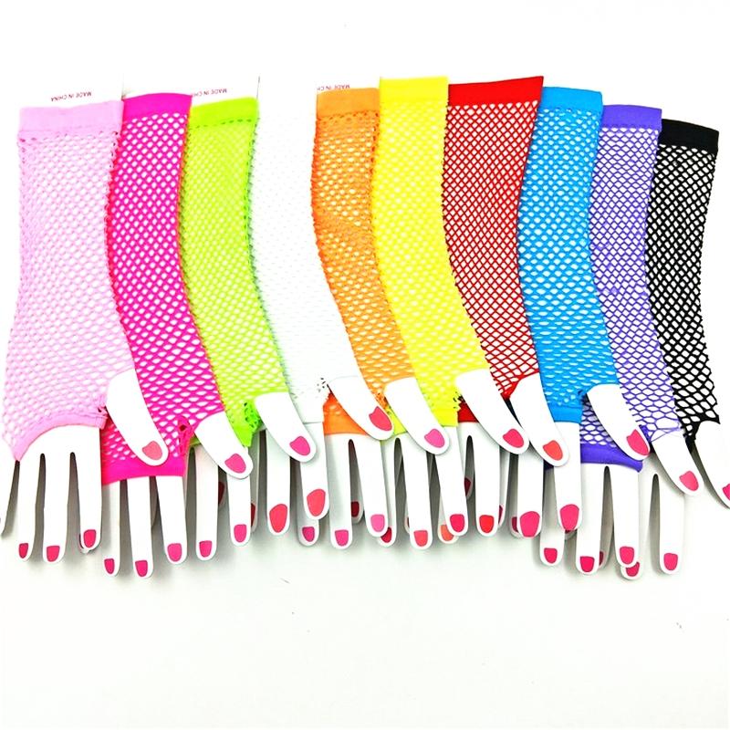 6 цветов, женские полые перчатки с полным пальцем, танцевальный костюм, кружевные сетчатые перчатки без пальцев, перчатки в стиле панк