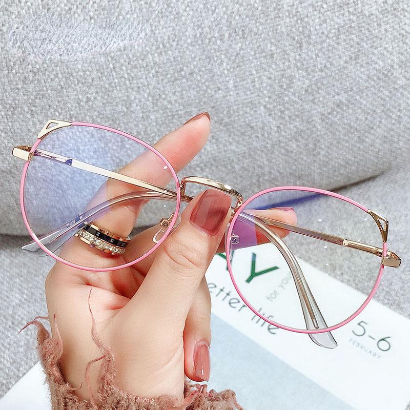 Bijziendheid Bril Vrouwen Mooie Cat Eye Brillen Student Computer Legering Metalen Afgewerkt Bril Frames Blue Light Eyeglasses