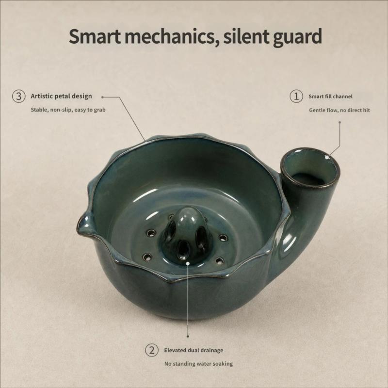 Small Produce Washing Bowl with Glazed Body, Center Water Guide and Drain Holes for Daily Kitchen Serving Use Often