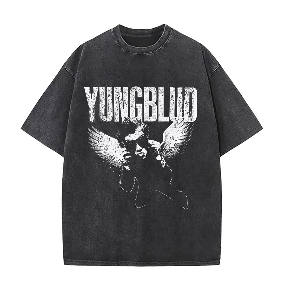 Винтажные стираные футболки Yungblud IDOLS The World Tour Мужские Женские Хип-хоп Высокое качество Готические Оверсайз Футболки Уличная одежда