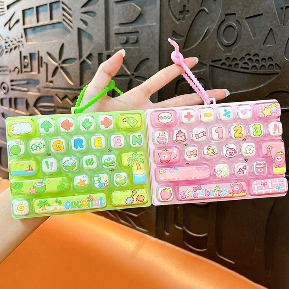 Cartoon 26 Keys Keyboard Keychain Clicker Sound Stress Relief Fidget Toy Student Gift