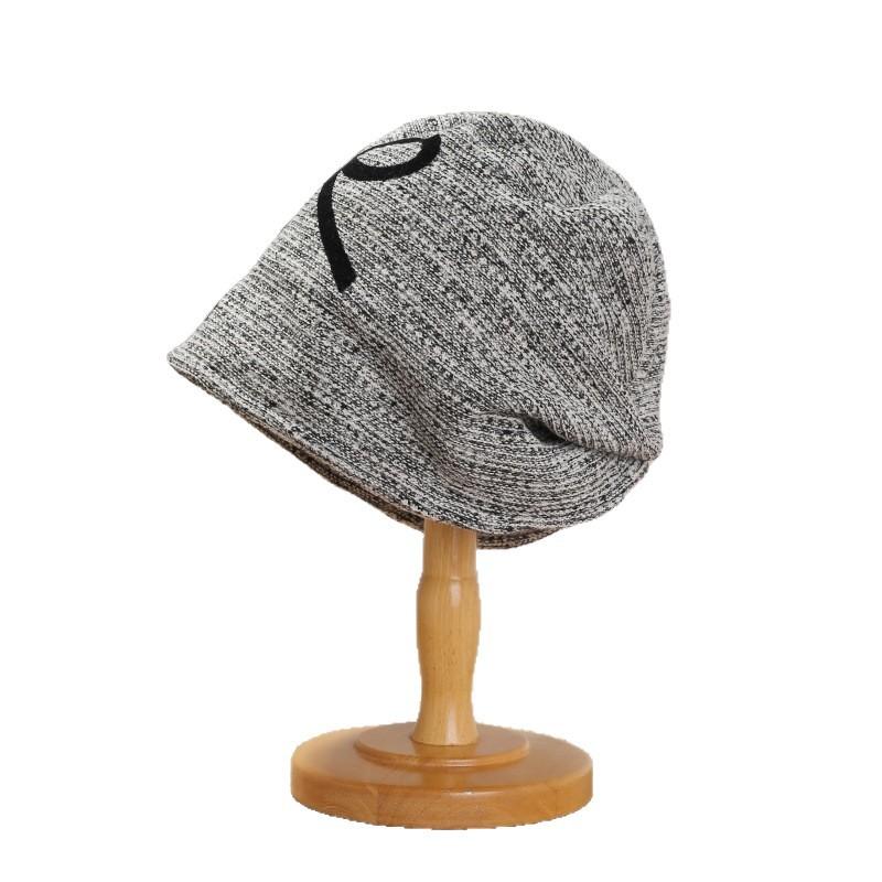 Autumn and winter new retro bow knitted heap hat female warm big head circumference showing face small bag head cold hat