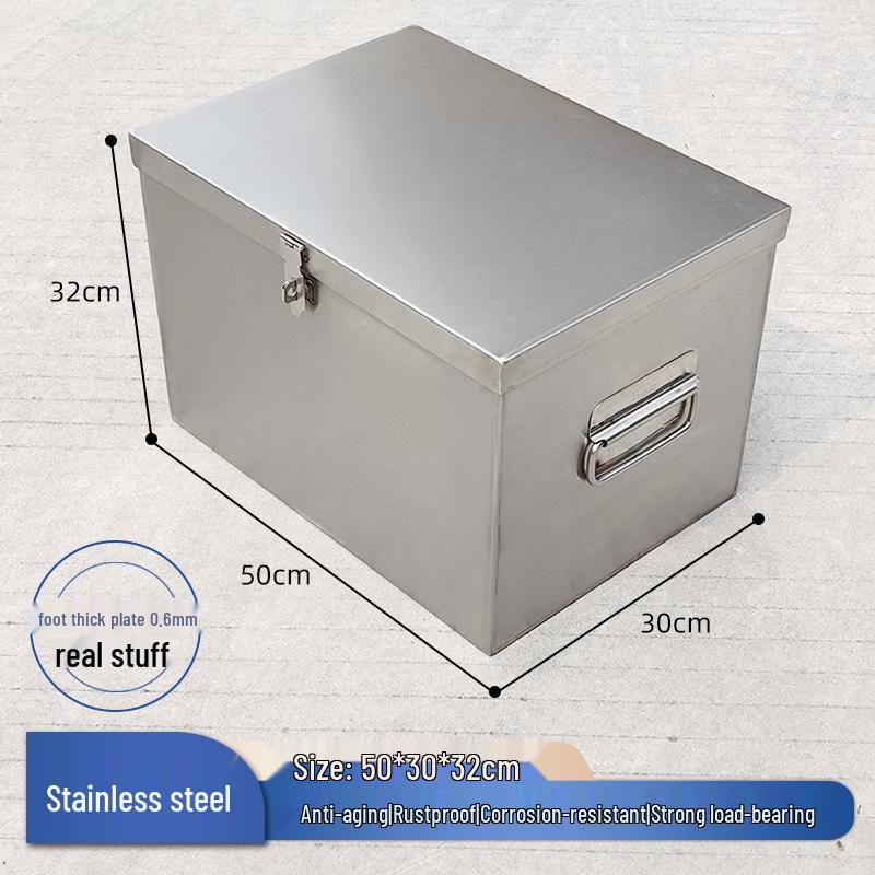 Lockable Rectangular Stainless Steel Toolbox with Thickened Construction
