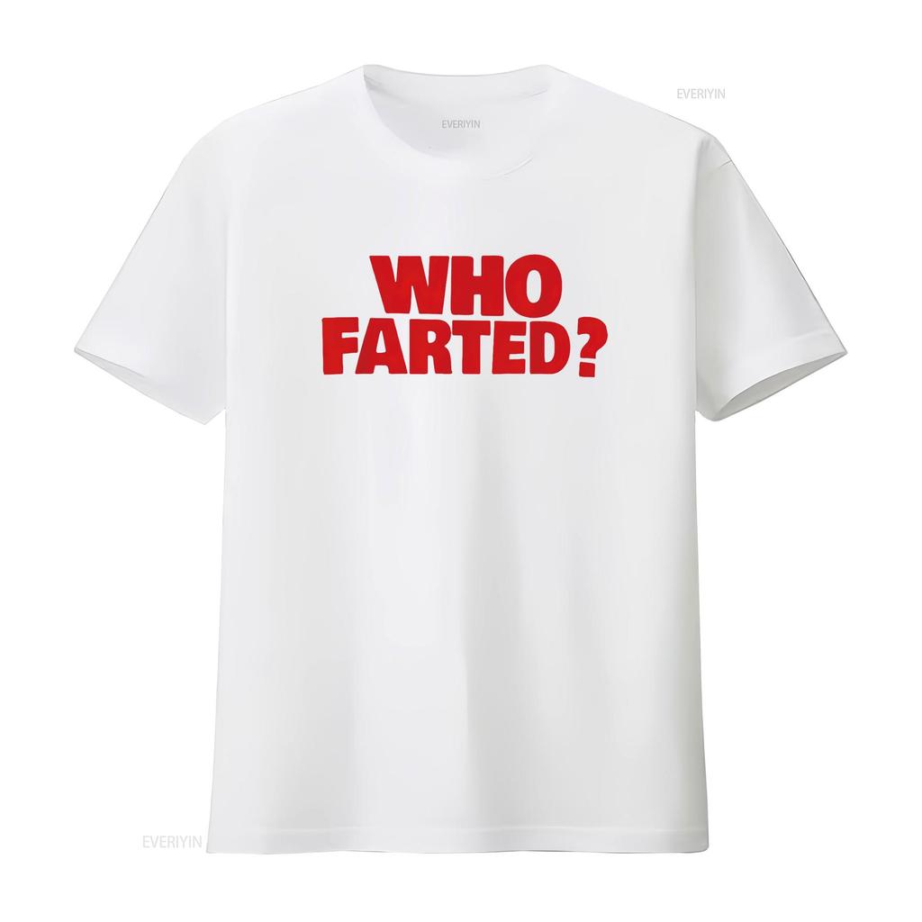 Футболка WHO FARTED винтажная стираная мягкая стильная дышащая эластичная мужская немного удобная повседневная уличная с принтом унисекс