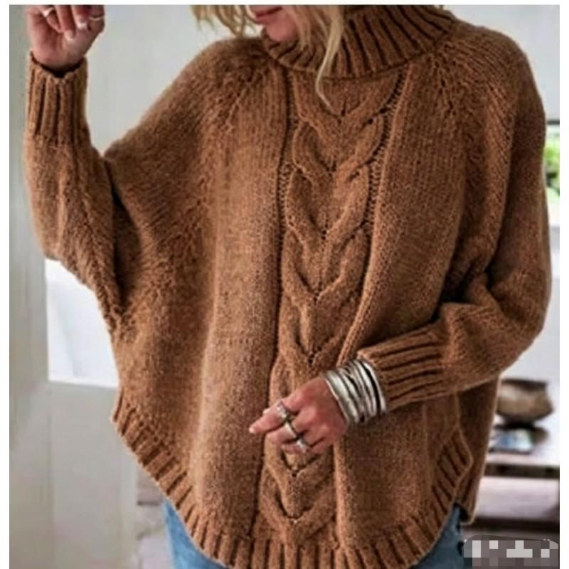 Womens Oversized Batwing Sleeve Turtleneck Knit Sweater Fall Winter 2026 Cable Loose Fit