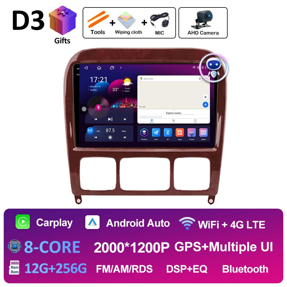 9-дюймовый Android 14 для Mercedes Benz S Class W220 S280 S320 S350 S400 S430 S500 S600 AMG 1998 - 2002 2003 2004 2005 Головное устройство BT