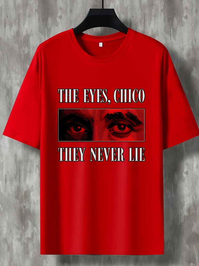 Navy Unisexs Tee The Eyes Chico Quote Graphic Print Crew Neck Cotton Short Sleeve Fashion Male Street Summer Soft Daily Casual Wear