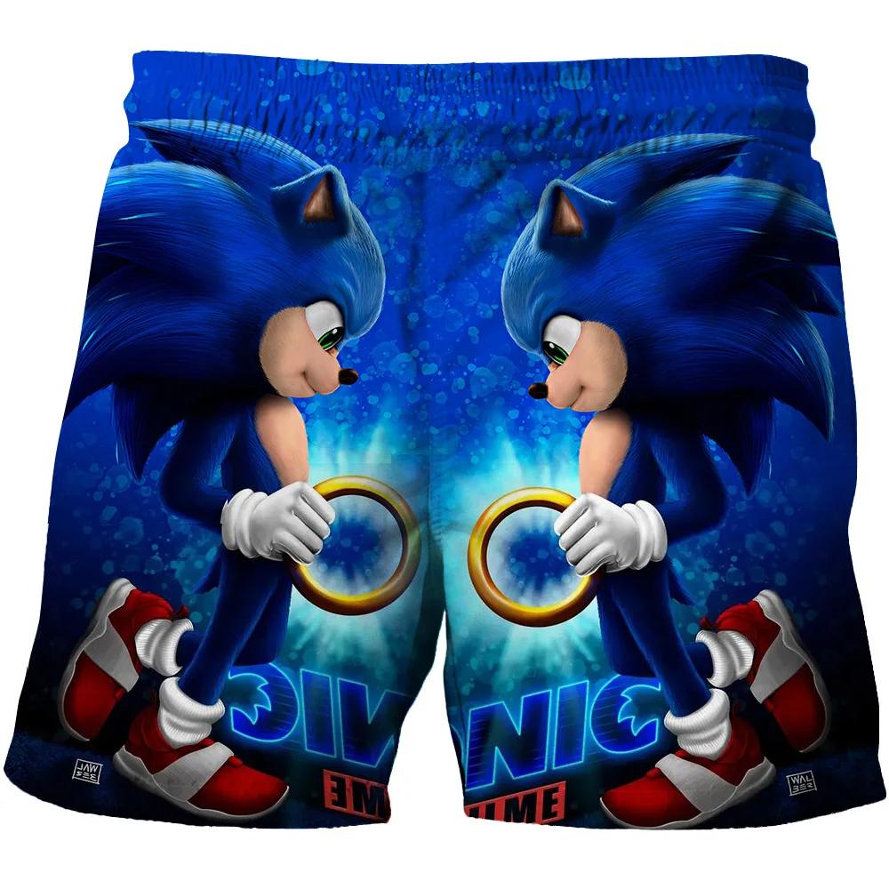 2025 MINISO Пляжные штаны для детей 4-14 лет Шорты Sonic 2 Штаны для девочек и мальчиков Штаны Харадзюку Для детей 3D Мультяшный принт Детские штаны