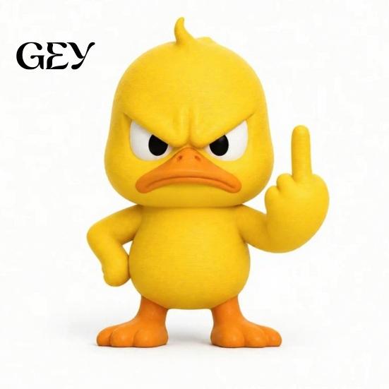 Sculpted Duck Gifts Angry Figurine Collection, Funny Yellow Desktop Ornament, Cute Grumpy Humorous Entryway Decor Statue for Home Office Car Dashboard