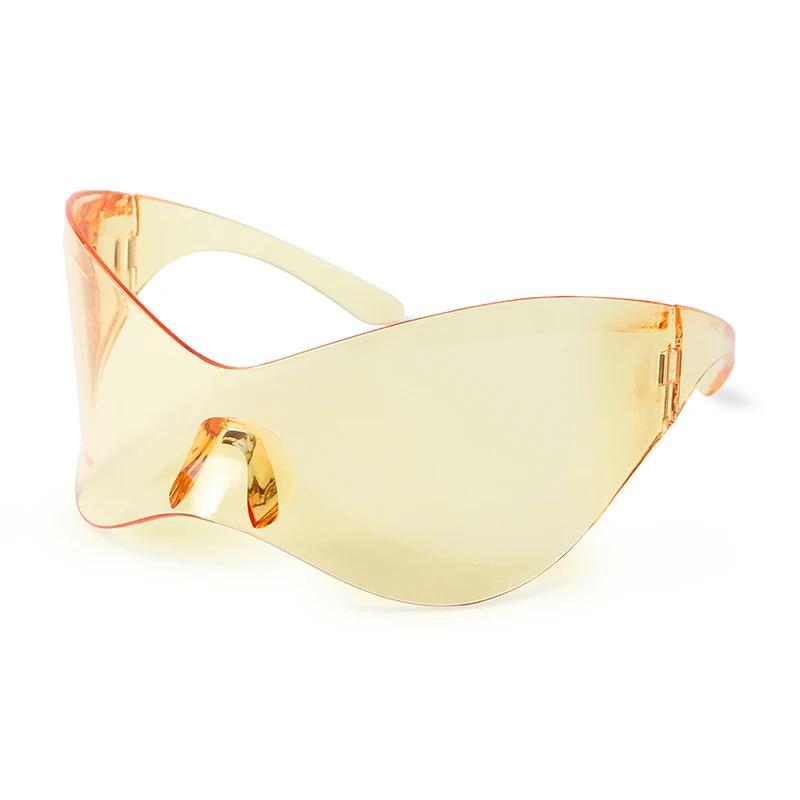 Оверсайз Спортивные Панк Солнцезащитные очки Обтекаемые Женские Солнцезащитные очки Серебристые Цельные Бескаркасные Очки Тренд Оттенки Мужские Солнцезащитные очки