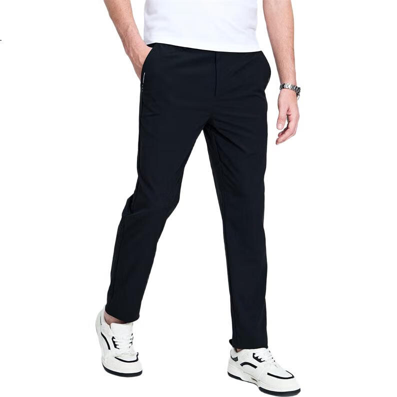 DANCING WOLVES [Lightweight Quick-Dry] Fashionable Versatile Commuter Casual Trousers Men's Casual Pants 001 Black 35