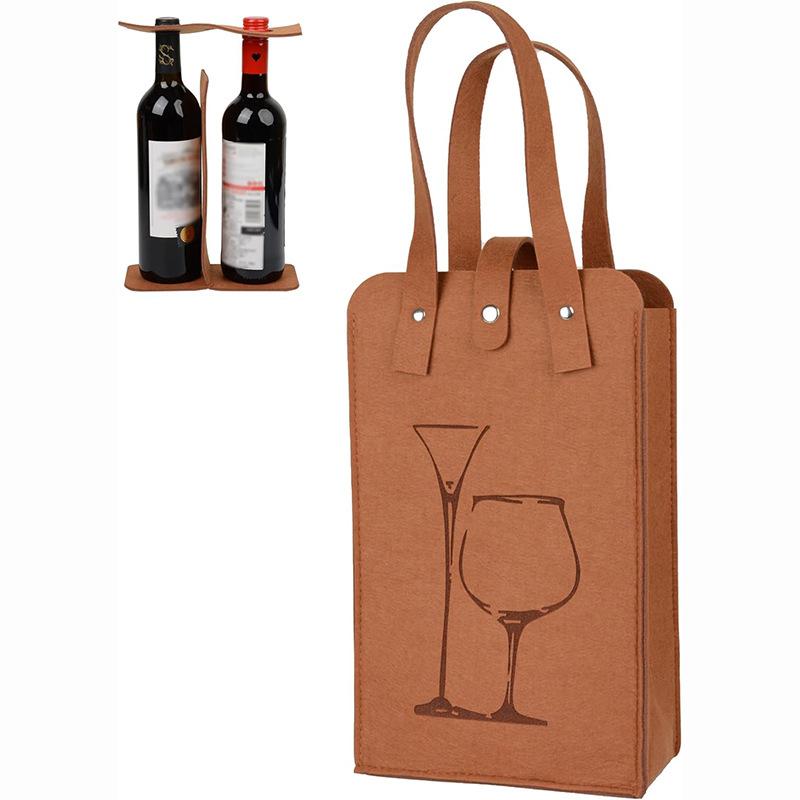Фетровый пакет для винных бутылок Двойной бутылочный Отличная грузоподъемность Ручной пакет для упаковки напитков Подарочная упаковка Мешочек для хранения Сумка-тоут для вина