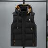 Autumn Winter Men's Vest Cotton Warm Sleeveless Coat Hat Detachable Padded Waistcoat Work Wear Male Clothes