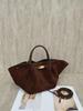 Vintage-Style Folding Basket Tote: Large Capacity Cowhide Bag for Women