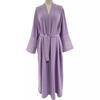 Elegant Embroidered Middle Eastern Muslim Tie-Up Cardigan Dress with Pockets
