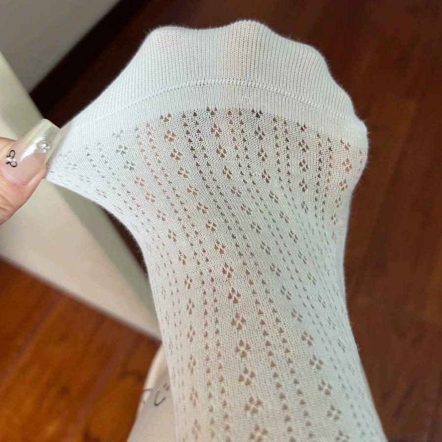Solid Color Cotton Socks Summer Thin Boneless Curled Edge Confinement Stack Socks Breathable Medium Tube Ice Socks