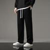Осенне-весенние мужские брюки с эластичной талией, однотонные, с карманами, свободные, большого размера, прямые, широкие штанины