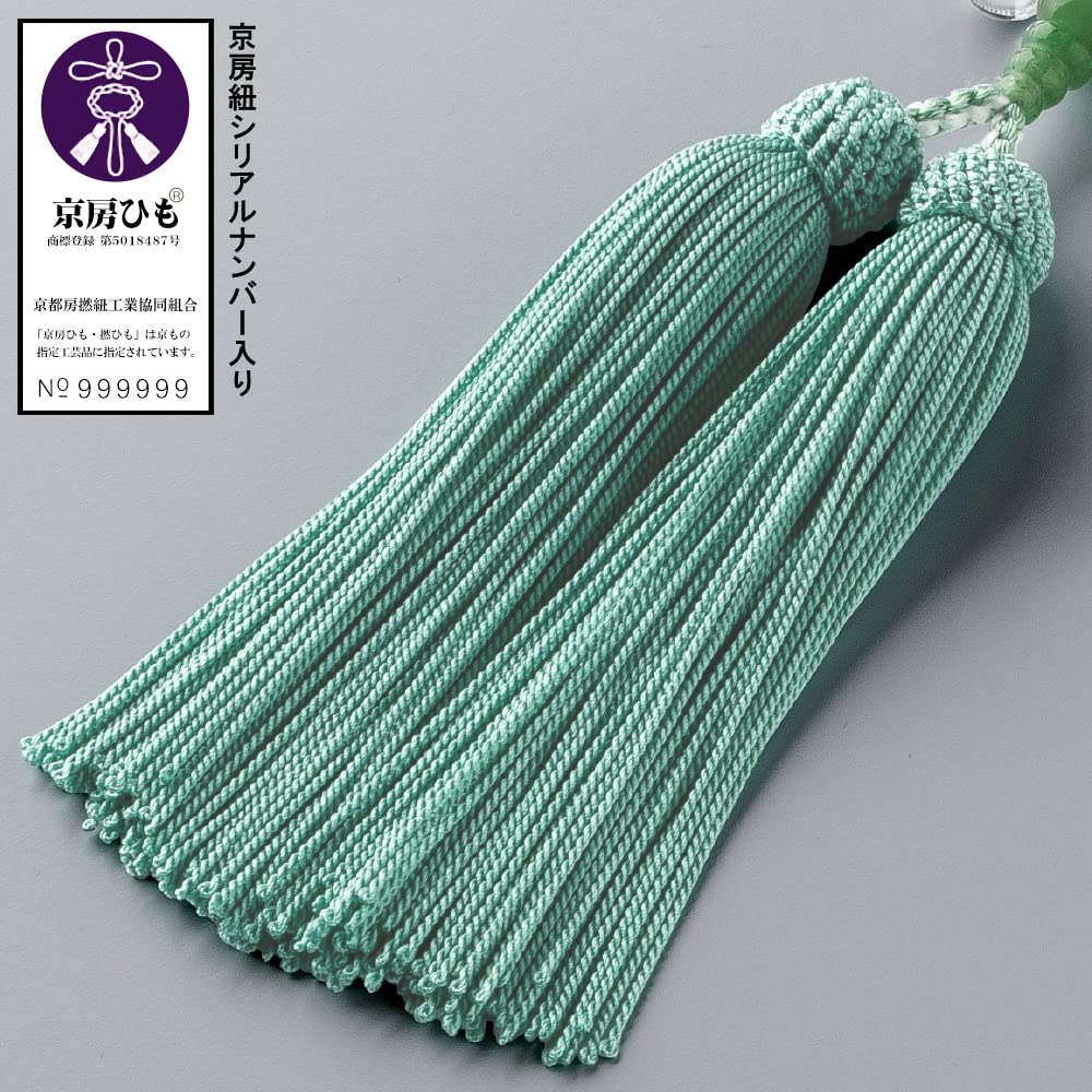 Buddhist altar shop Takita Shoten Киотские четки для женщин, настоящие хрустальные индийские нефритовые бусины 8 мм, чистый шелк, пучки с головками, в комплекте с мешочком для бусин