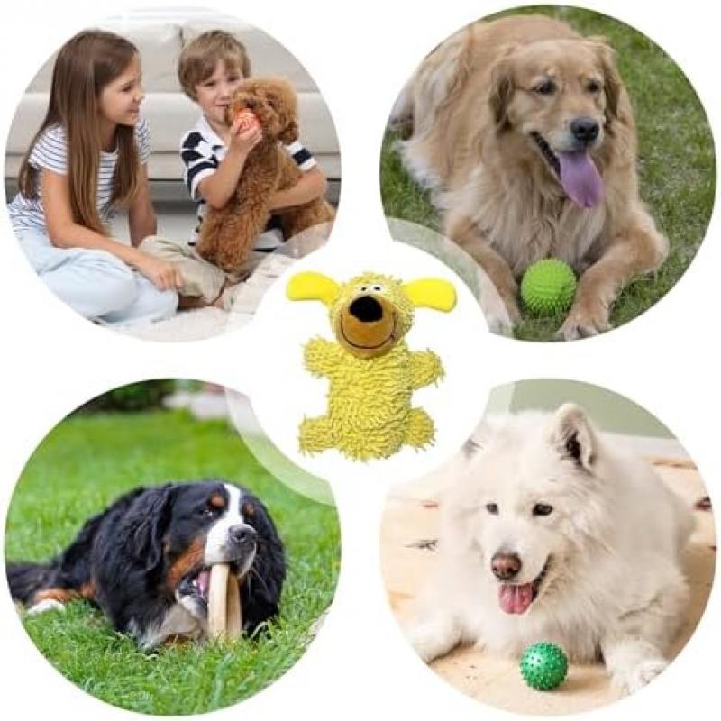 Genikeer Dog Squeaky Toy, Plush Chew Toy for Strong Chewers, Interactive Soft Figure for Puppy Medium Large Breed, Boredom Relief & Training Fun