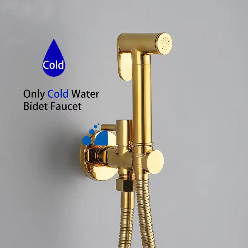 Sprayer Bidet Set Solid Brass Body Shine Chrome Black Gold Metal Grey Brass Shattaff Bathroom Toilet Fixture Cold Tap