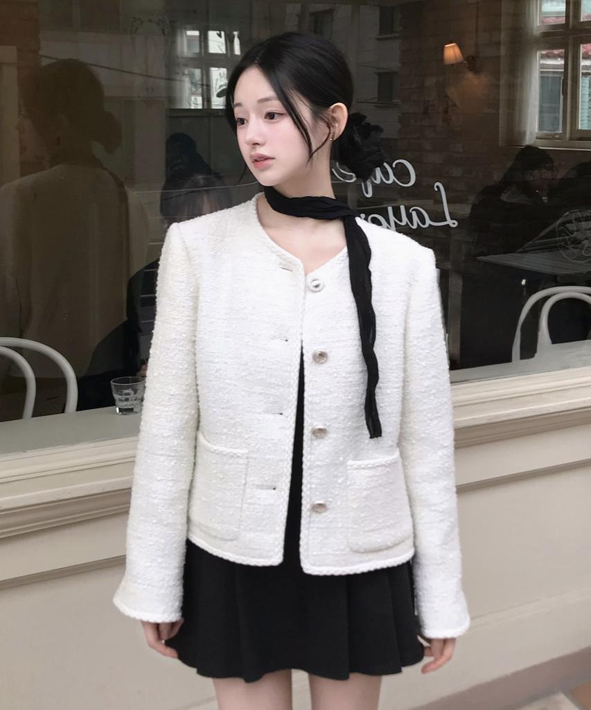 Cluny Glowline Wool Tweed Jacket - White