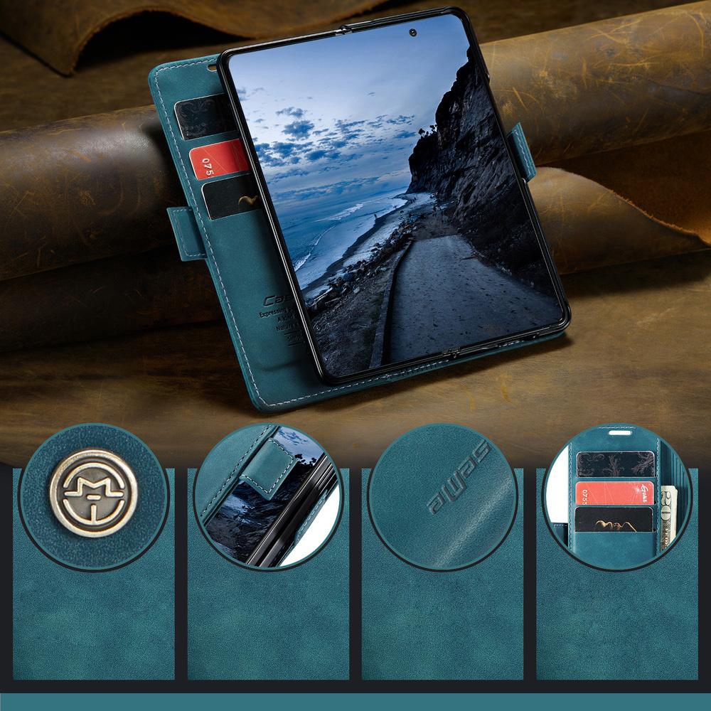CASEME Case for Samsung Galaxy Z Fold7 5G, Leather Wallet Case, Blue
