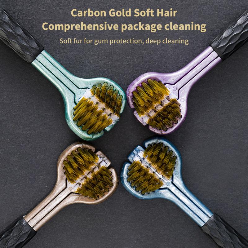 2 шт. Трехсторонняя зубная щетка с мягкой щетиной для волос Взрослая зубная щетка Ультратонкая мягкая щетина Уход за полостью рта Зубная щетка для здоровья полости рта Чистка