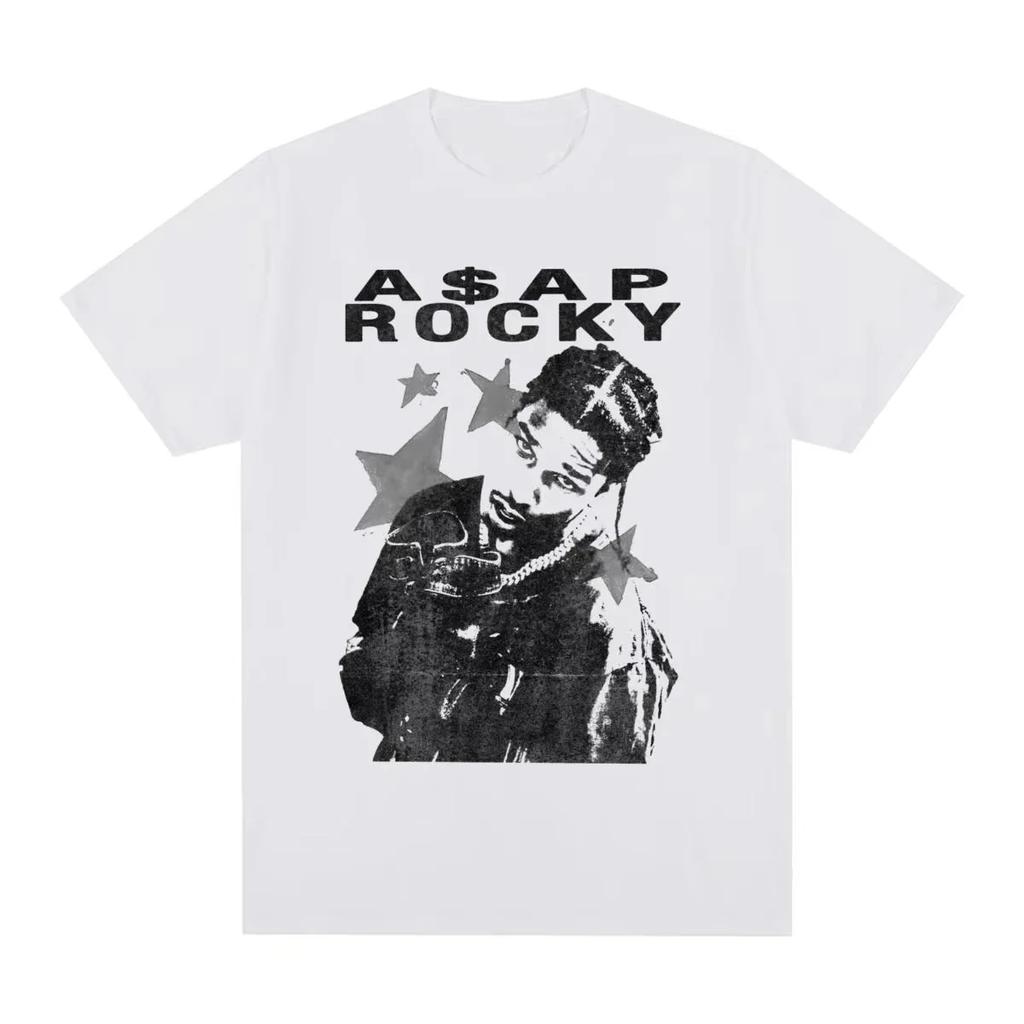 ASAP A AP ROCKY Уличный Хип-Хоп Рэп Футболка Унисекс Тяжелый Хлопок Свободная Маленький Вырез Дышащая Удобная Короткие Рукава
