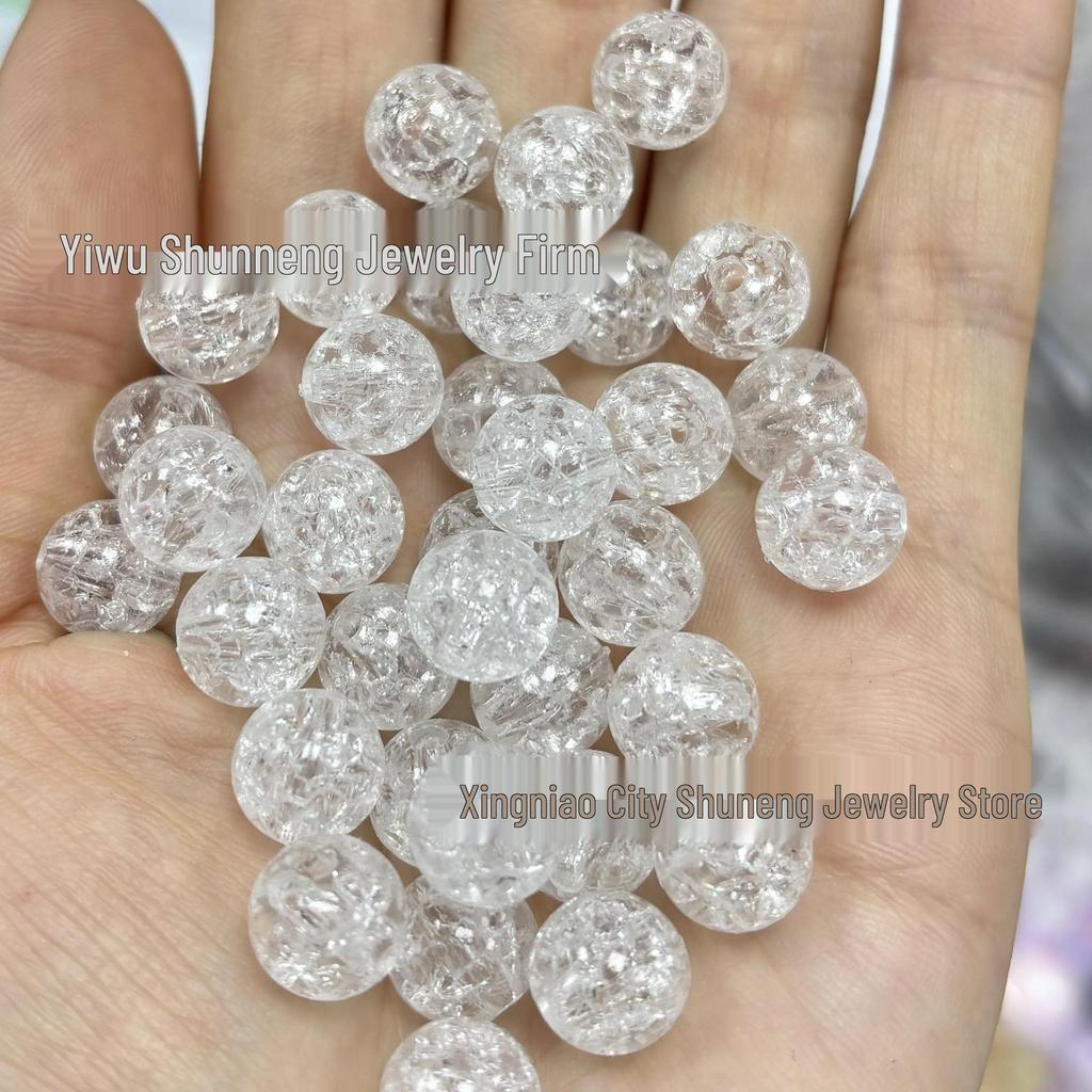 Прозрачные акриловые бусины с трещинами для DIY-украшений - Круглые россыпные бусины для браслетов и подвесок