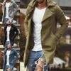 Men Coat Windbreaker Cardigan Slim Solid Color Trench Coat for Winter