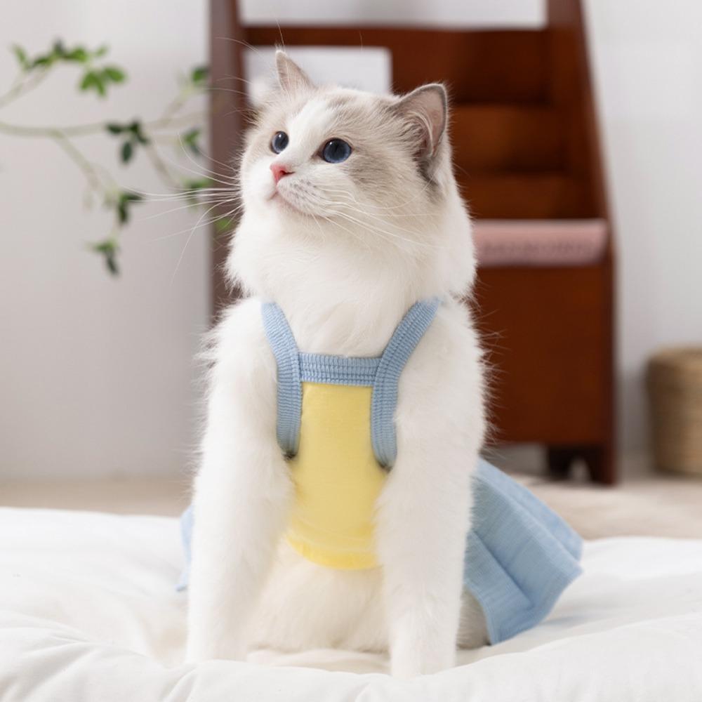Кошка универсальное платье на бретелях летнее платье на бретелях плиссированная юбка маленькая собака летняя дышащая домашнее животное собака собачья одежда
